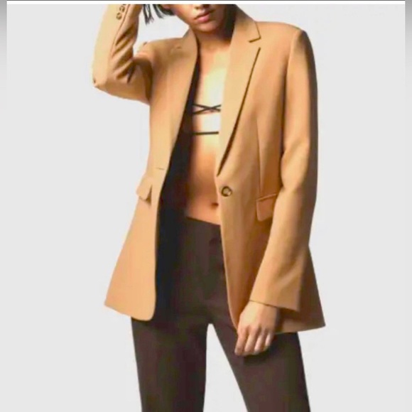 Zara light camel classy blazer jacket M NEW⭐️ - Picture 3 of 16